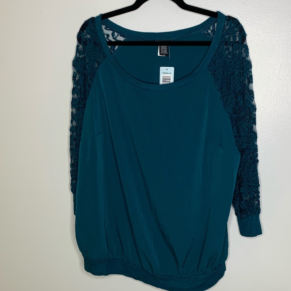 NWT torrid teal lace top